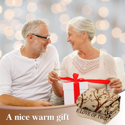 Happy 50th Anniversary Wedding Gifts, Flannel Soft Blanket Decor, Golden 50th Anniversary Romantic Gifts for Couple Parents, 50 Year Wedding Anniversary Decorations - 50x60 inches.