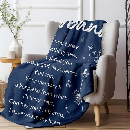 Sympathy Memorial Gifts for Loss of Husband, Soft Flannel Memorial Blanket, Remembrance Condolences Bereavement Gifts Idea in Memory of Husband, 50x60 inches.