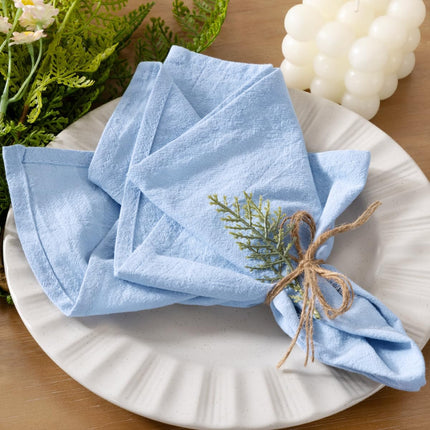Blue Cheesecloth Table Runner with Napkins.