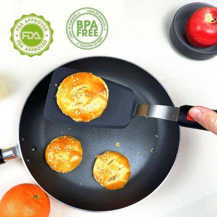 4Pcs Spatula Silicone Heat Resistant Flexible Rubber Silicone Spatulas for Nonstick Cookware, Burger Pancake Spatula Turner Large Spatulas Set for Cooking Kitchen Utensils Set Black.