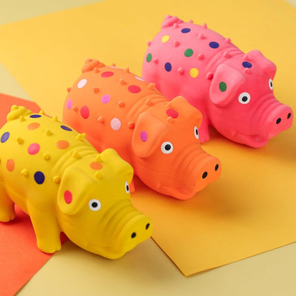 3PCS Squeaky Latex Grunting Pig Dog Toys, 4 Inch Prank Nosie Maker Puppy Chew Toys Rubber Squeeze Gift for Dogs.
