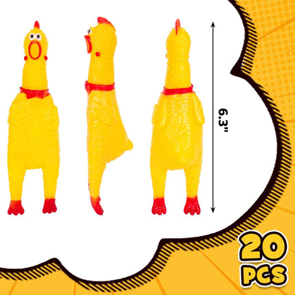 20PCS Squeaky Rubber Chickens, Screaming Chickens Bulk Prank Novelty Toys Pet Toys for Party Favors Family Game Dog Toys Noise Maker.