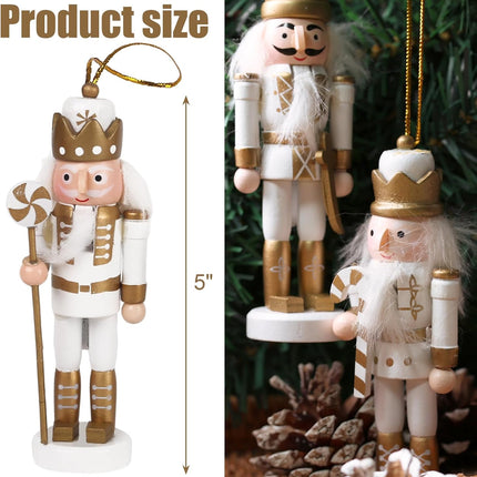5PCS Nutcracker Christmas Decor, Wooden Nutcracker Hanging Ornaments Soldier for Christmas Tree Gift Shelves Table Decoration (5inch).