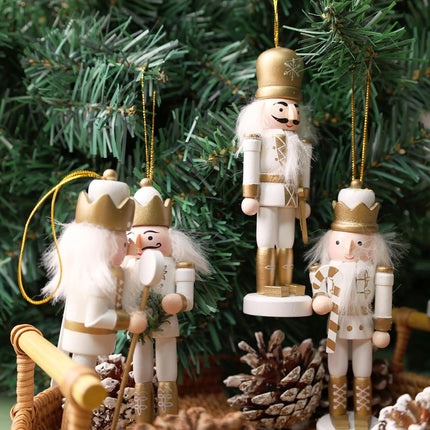 5PCS Nutcracker Christmas Decor, Wooden Nutcracker Hanging Ornaments Soldier for Christmas Tree Gift Shelves Table Decoration (5inch).