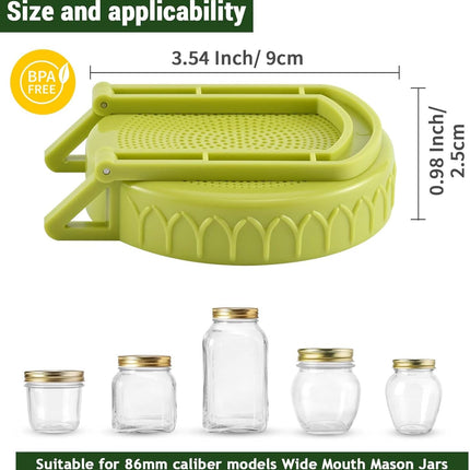 Complete Sprouting Kit - 2 Large Wide-Mouth Mason Jars 32 Oz, 2 Foldalbe Screen Lids with Draining Stand, 2 l Canning Lids, Bean Sprouts Grow Kit for Broccoli alfalfa.
