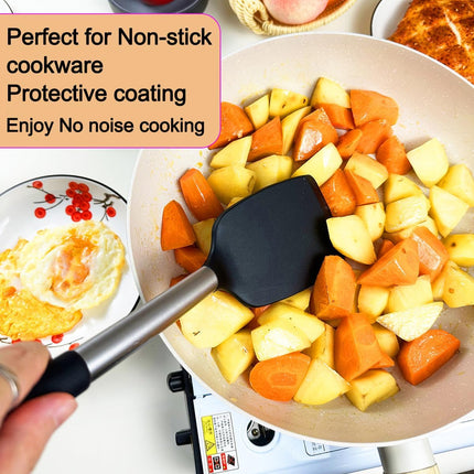 5Pcs Silicone Spatula Heat Resistant Long Large Spatulas Set for Nonstick Cookware, Rubber Pancake Fish Turner Spatula for Kitchen Use Silicone Cooking Kitchen Utensils Set Black.
