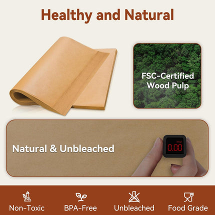 200 Pcs Parchment Paper Sheets, 12 x 16 Inch, Precut Non-Stick Parchment Sheets for Baking, Cooking, Grilling, Air Fryer and Steaming - Unbleached, Fit for Half Sheet Pans.