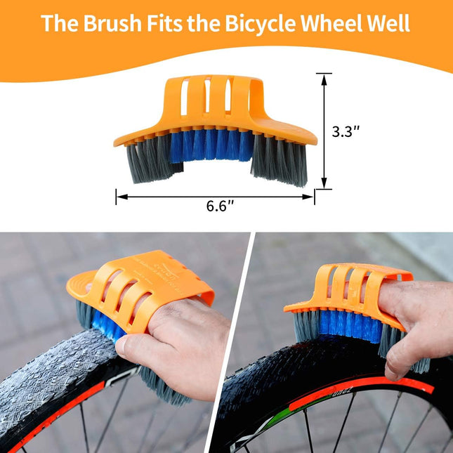 8 Pieces Precision Bicycle Cleaning Brush Tool Including Bike Chain Scrubber, suitable for Mountain, Road, City, Hybrid,BMX Bike and Folding Bike.