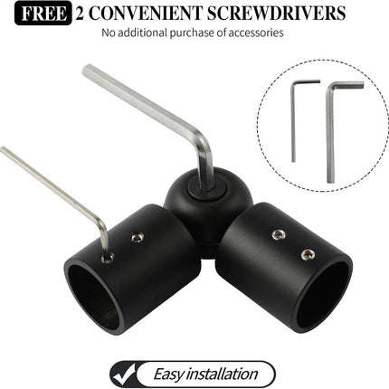 Adjustable 1 Inch Curtain Rod Brackets, Black Iron Wall Mounts, 2 Pack.
