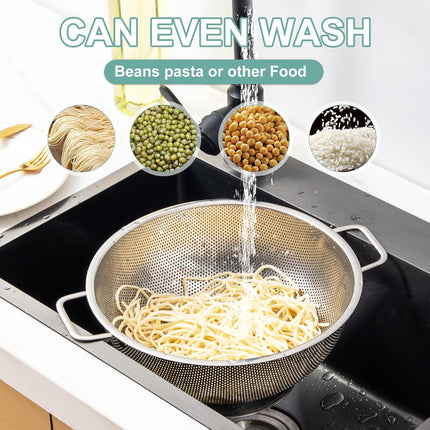 Colander Stainless Steel 3-Quart, Kitchen Strainer for Pasta, Fruits Vegetables, Dishwasher Safe.