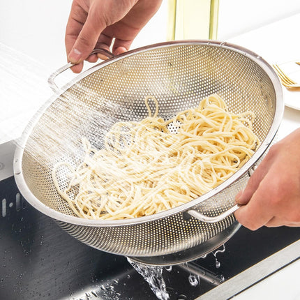 Colander Stainless Steel 3-Quart, Kitchen Strainer for Pasta, Fruits Vegetables, Dishwasher Safe.