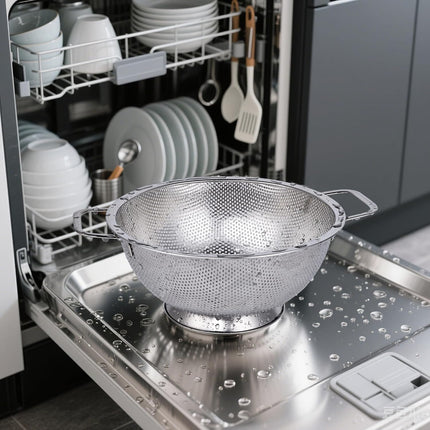 Colander Stainless Steel 3-Quart, Kitchen Strainer for Pasta, Fruits Vegetables, Dishwasher Safe.