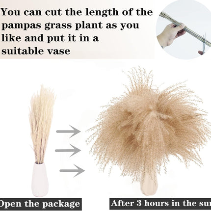 Artificial Pampas Grass Decor, 100 PCS Pampas Grass Contains Bunny Tails Dried Flowers, Reed Grass Bouquet for Wedding Boho Flowers Home Table Decor, Rustic Farmhouse Party (White and Brown).