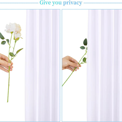 10x10 White Backdrop Curtain for Parties Wedding Wrinkle Free White Photo Curtains Backdrop Drapes Fabric Decoration for Baby Shower 5ft x 10ft,2 Panels.