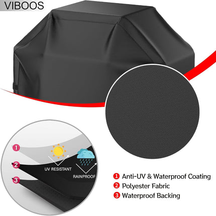 Grill Cover, 58 inch BBQ Gas Grill Cover for Outdoor Grill, Waterproof, Anti-UV, Rip-Proof, Fade Resistant Material, Barbecue Cover with Hook-and-Loop Straps & Adjustable Hem Drawstring, Black.