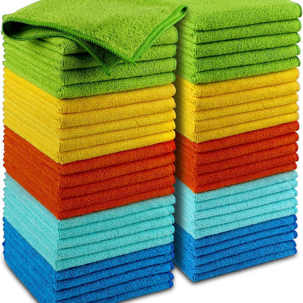 Microfiber Cleaning Cloths-50PK, Microfiber Towels for Cars, Premium All-Purpose Car Cloth, Dusting Cleaning Rags, Absorbent Towels for SUVs, House, Kitchen, Window, Gift-12×12".