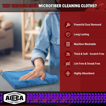 Microfiber Cleaning Cloths-50PK, Microfiber Towels for Cars, Premium All-Purpose Car Cloth, Dusting Cleaning Rags, Absorbent Towels for SUVs, House, Kitchen, Window, Gift-12×12".