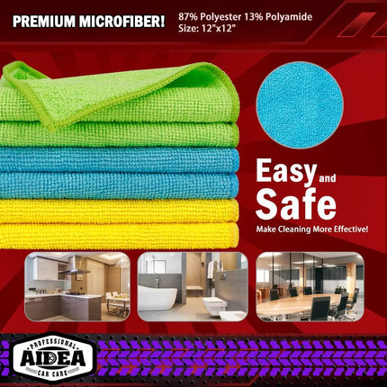 Microfiber Cleaning Cloths-50PK, Microfiber Towels for Cars, Premium All-Purpose Car Cloth, Dusting Cleaning Rags, Absorbent Towels for SUVs, House, Kitchen, Window, Gift-12×12".