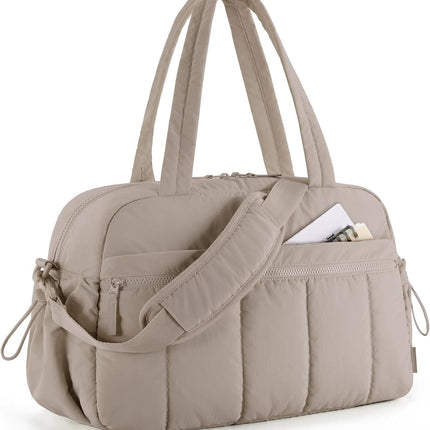 Gym Bag for Woman, 24L Carry on Travel Duffle Bag with Wet Pocket, Water Resistant Weekender Bags for Sports, Trips, Camel.