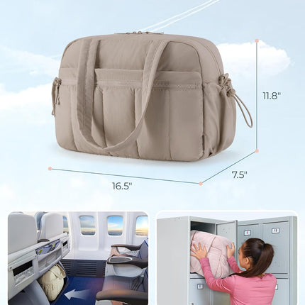 Gym Bag for Woman, 24L Carry on Travel Duffle Bag with Wet Pocket, Water Resistant Weekender Bags for Sports, Trips, Camel.