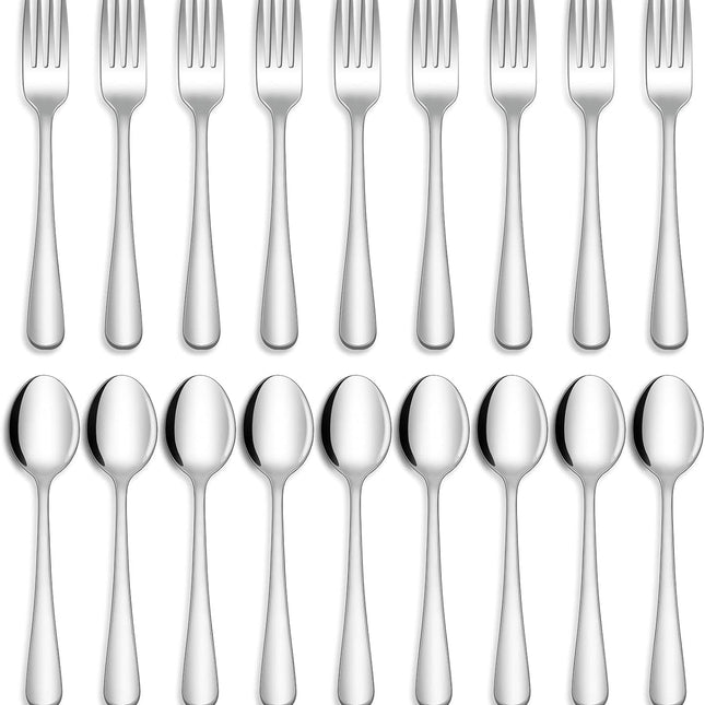 24-piece Forks and Spoons Silverware Set, Food Grade Stainless Steel Flatware Cutlery Set for Home, Kitchen and Restaurant, Mirror Polished, Dishwasher Safe.