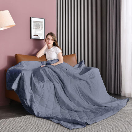 Weighted Blanket (15lbs, 60''x80''), Heavy Blanket Washable for Adult with Premium Glass Beads-Grey.