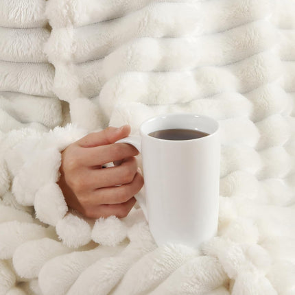 Super Soft Fleece Blanket Throw Size - Fleece Throw Blanket for Bed, Couch & Chair - Cozy, Warm & Breathable - All Season Fuzzy, Cute Decor, Microplush Bedding for Women, Men & Teens - 50x60, Ivory.