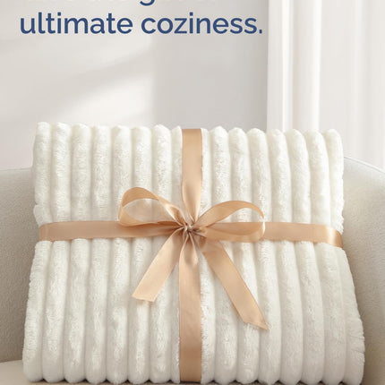 Super Soft Fleece Blanket Throw Size - Fleece Throw Blanket for Bed, Couch & Chair - Cozy, Warm & Breathable - All Season Fuzzy, Cute Decor, Microplush Bedding for Women, Men & Teens - 50x60, Ivory.