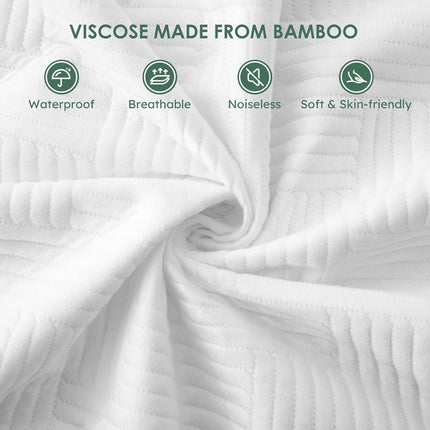 Queen Size 100% Waterproof Mattress Protector, Mattress Pad Cover Fitted 8"-21" Deep Pocket, 3D Air Fabric Soft Breathable Cooling Bed Mattress Cover Noiseless Washable, White-Fence.