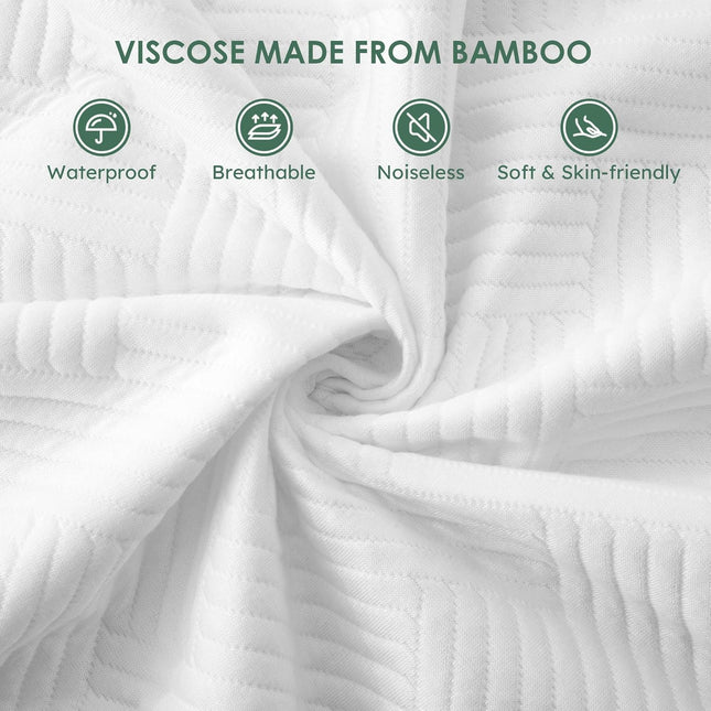 Queen Size 100% Waterproof Mattress Protector, Mattress Pad Cover Fitted 8"-21" Deep Pocket, 3D Air Fabric Soft Breathable Cooling Bed Mattress Cover Noiseless Washable, White-Fence.