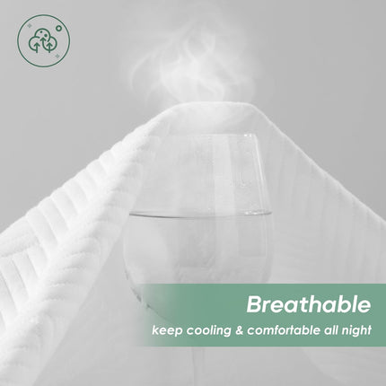 Queen Size 100% Waterproof Mattress Protector, Mattress Pad Cover Fitted 8"-21" Deep Pocket, 3D Air Fabric Soft Breathable Cooling Bed Mattress Cover Noiseless Washable, White-Fence.