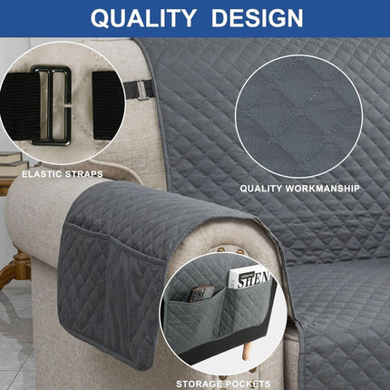 Couch Covers for 3 Cushion with Pockets and Non Slip Straps Water Resistant Sofa Slipcovers for Living Room Soft Thick Furniture Protector for Pets Dogs Kids (Large, Dark Gray).