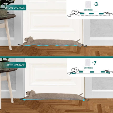 Under Door Draft Stopper Decorative Wind Stopper 36 inch for Door & Window, Weighted Animal Air Draft Stopper Snake Noise Blocker for Bottom of Door with Hanging Loops - Brown Dog.