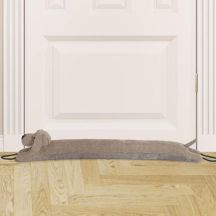 Under Door Draft Stopper Decorative Wind Stopper 36 inch for Door & Window, Weighted Animal Air Draft Stopper Snake Noise Blocker for Bottom of Door with Hanging Loops - Brown Dog.