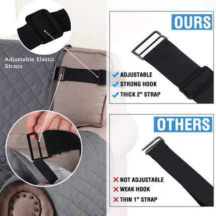 Reversible Sofa Cover for 3 Cushion Couch Water Resistant Couch Cover for Dogs Non Slip Furniture Protector Cover with Elastic Strap for Pet Cat (Seat Width: 66", Grey/Beige).