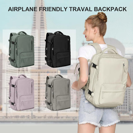 Cabin Bags for Travel, Underseat Carry on Hand Luggage Backpack for Women Airplane Approved Travel Backpack Personal Item Travel Bag 14 inch Laptop Backpack for Business Casual Work Beige.