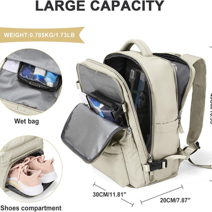Cabin Bags for Travel, Underseat Carry on Hand Luggage Backpack for Women Airplane Approved Travel Backpack Personal Item Travel Bag 14 inch Laptop Backpack for Business Casual Work Beige.