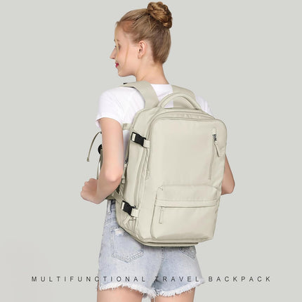 Cabin Bags for Travel, Underseat Carry on Hand Luggage Backpack for Women Airplane Approved Travel Backpack Personal Item Travel Bag 14 inch Laptop Backpack for Business Casual Work Beige.