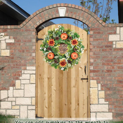 Green Eucalyptus Leaves Front Door Wreath,  24 Inch Artificial Spring Summer Greenery Wreath Front Door Decoration Boxwood with Big Berries Farmhouse Outdoor Year-Round - Indoor/Outdoor.