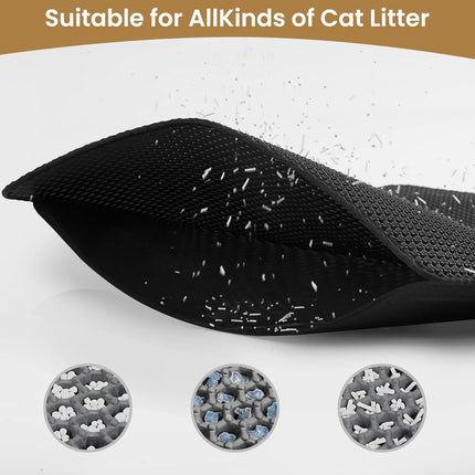 Cat Litter Mat Trapper – 60x45cm Double-Layer Honeycomb Design, Waterproof & Urine-Proof, Traps Litter to Keep Floors Clean.