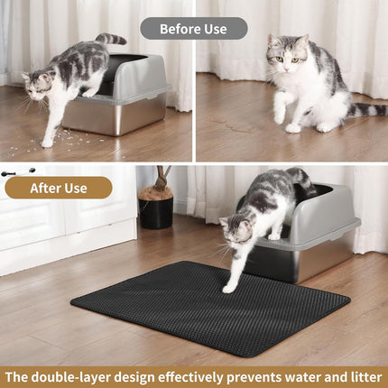 Cat Litter Mat Trapper – 60x45cm Double-Layer Honeycomb Design, Waterproof & Urine-Proof, Traps Litter to Keep Floors Clean.
