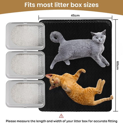 Cat Litter Mat Trapper – 60x45cm Double-Layer Honeycomb Design, Waterproof & Urine-Proof, Traps Litter to Keep Floors Clean.
