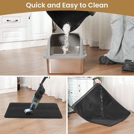 Cat Litter Mat Trapper – 60x45cm Double-Layer Honeycomb Design, Waterproof & Urine-Proof, Traps Litter to Keep Floors Clean.