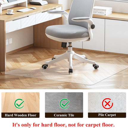 Office Chair Mat for Hard Wood Floors - 30"x48" Heavy Duty Anti-Slip Hardwood Floor Protector Rug - Easy Clean.