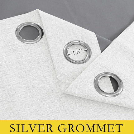 100% Absolutely Blackout Linen Curtains with Thermal Insulated White Liner,Greyish White,52" Wide,84" Length Energy Saving Curtains for Living Room 2 Panels Set,Vertical Blinds.
