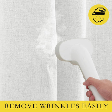 100% Absolutely Blackout Linen Curtains with Thermal Insulated White Liner,Greyish White,52" Wide,84" Length Energy Saving Curtains for Living Room 2 Panels Set,Vertical Blinds.
