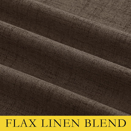 Coffee Vintage Linen 100% Blackout Curtains for Living Room, Thermal Insulated Curtains 95“ Long, Noise Reducing Window Treatment Drapes for Home Office, 62" Wide Per Panel, Set of 2.