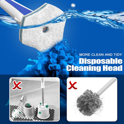 Disposable Toilet Brush with 48PCS Wand Cleaner Refills, Wall Mounted Toilet Bowl Brush Holder Set, Bathroom Cleaning System for Sink Bathtub Wash Basin (Blue).