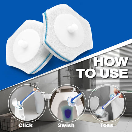 Disposable Toilet Brush with 48PCS Wand Cleaner Refills, Wall Mounted Toilet Bowl Brush Holder Set, Bathroom Cleaning System for Sink Bathtub Wash Basin (Blue).