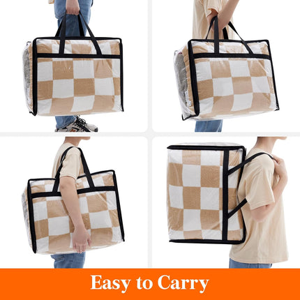 4 Pack Clear Clothes Storage Bags, 40L Plastic Blanket Storage Bags, Vinyl Foldable Moving Bags with Zipper, Closet Organizers and Storage Containers for Bedding, Duvet, Comforter.
